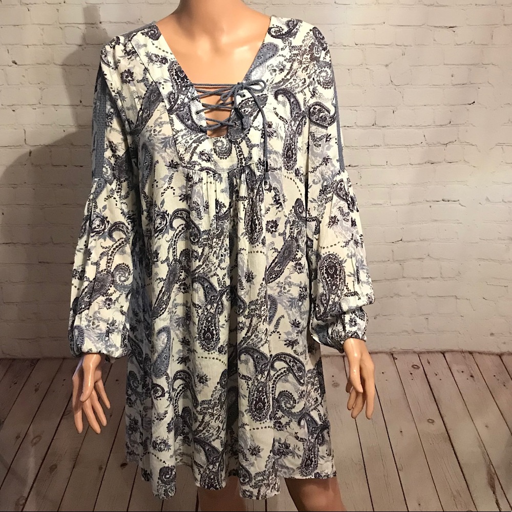 Altar’d State beautiful blue & white boho dress size small
